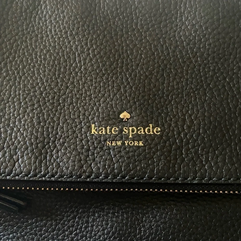 KATE SPADE-BLACK FOLD OVER CROSSBODY BAG